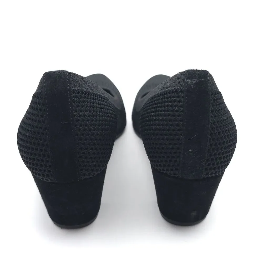 EILEEN FISHER Black‎ Knit Pumps Heels Comfort Shoes US 8 EU 39 UK 5.5 LEATHER